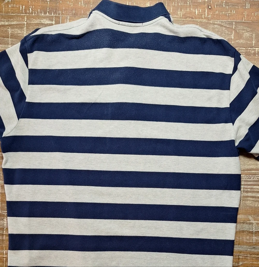 Polo Ralph Lauren Men's Striped‎ Short Sleeve XL Blue & White Polo Shirt